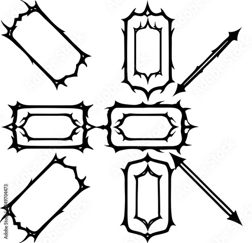 Gothic Symmetrical Frame Designs – Ornamental Vector Set