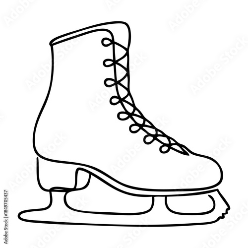 Logo winter sports. Dibujo de línea continua de bota para patinaje sobre hielo	