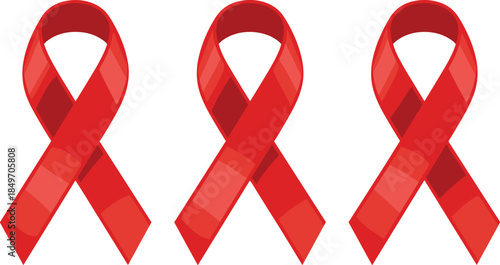 Three Red Ribbons Symbolizing Awareness gradient