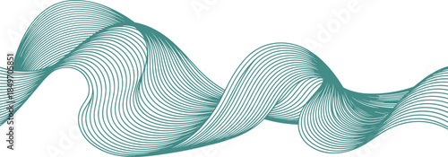Wavy Lines Abstract Background in Teal Color green