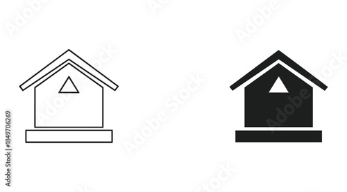birdhouse icon black white outline