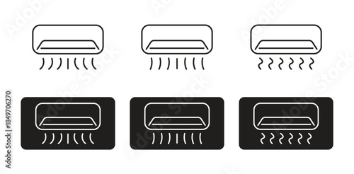 Air Conditioner Airflow and Temperature Mode Icons Set
