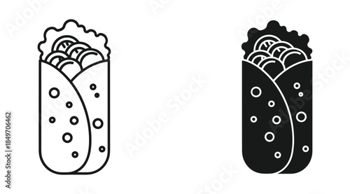 Burrito Mexican Food Illustration Black White