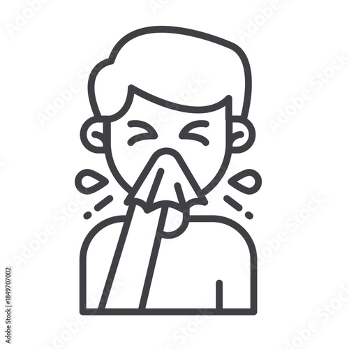 Disease Sneezing Line Icon