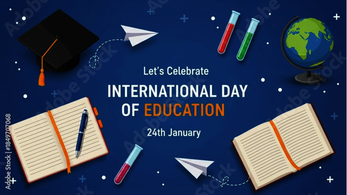 Celebrating International Day of Education on January 24th with Books, Globes, and Graduation Caps to Inspire Learning and Knowledge