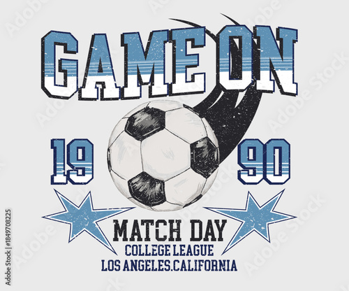 Football game on. Football champion league. Football artwork for t shirt, posters, stickers, background and others.