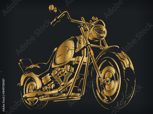 Silhouette Gold Motorcycle Biker Chopper Rider
