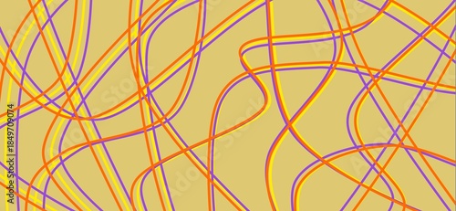 Simple hand drawn line strokes interwoven together, airy repeating wide wallpaper