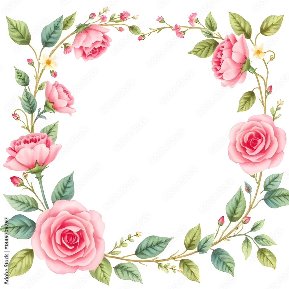 custom made wallpaper toronto digitalround rose floral frame illustration, hand-drawn rose wreath vector, decorative circular rose clipart, romantic rose border vector, isolated rose frame illustration, elegant rose circle clipart, reali
