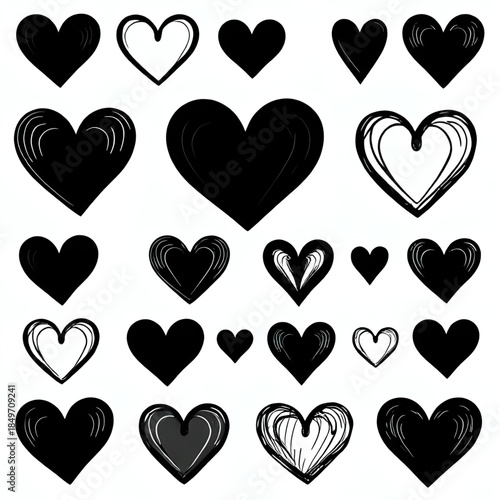 seamless heart silhouette pattern, repeating romantic heart background, love themed seamless design, valentine day heart texture, black and white heart pattern, continuous heart surface design, minima