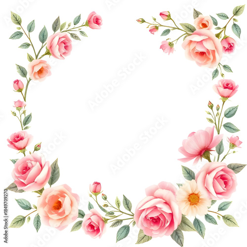 Wallpaper Mural rose, flower, frame, love, roses, card, pink, floral, border, flowers, heart, wedding, valentine, vector, nature, leaf, bouquet, birthday, day, design, vintage, red, pattern, romantic, greeting Torontodigital.ca