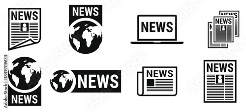 newspaper icons mass media news logo black icons