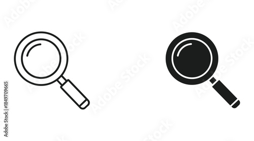 Magnifying glass icon outline and solid