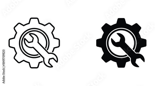 Gear with Wrench Inside Symbol