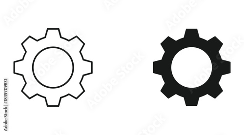 Gear icon outline and solid black gear