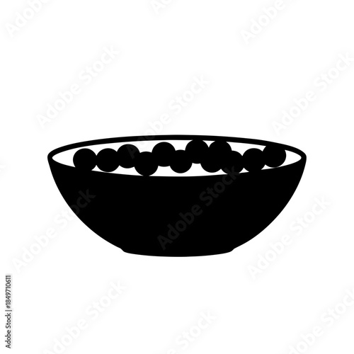 Black bowl with white polka dots