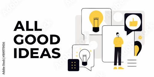 Illustrative graphic depicting ideas innovation and positive feedback concepts