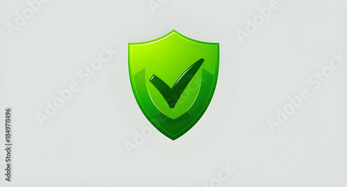 green shield safety check icon, secure trust protection badge, verified cybersecurity approval symbol, safety compliance shield illustration, trusted security confirmation icon, data protection trust 