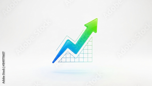 a green and blue graph icon on a white background