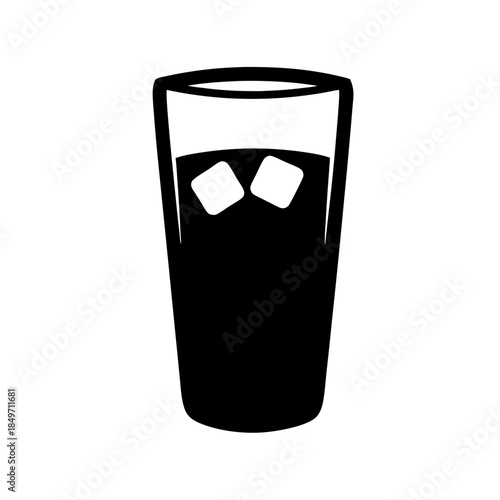 Black glass with ice cubes