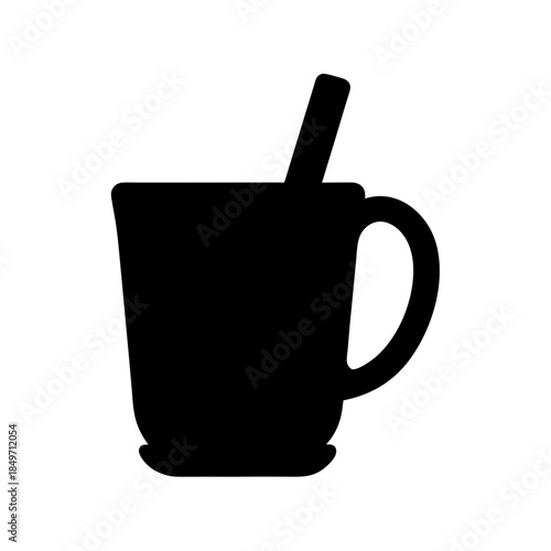 Silhouette of a coffee mug with straw