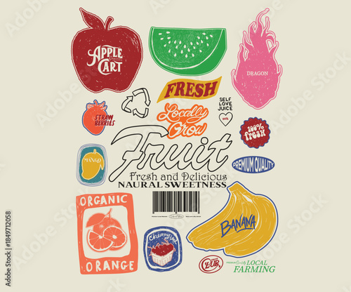 Fresh fruit design for t shirt, posters, stickers, background and others. 