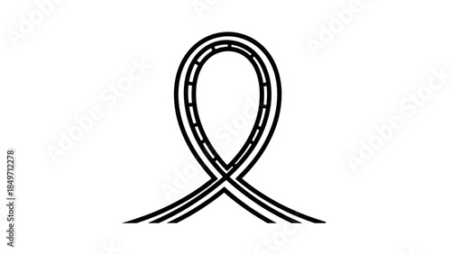 A simple line art illustration of a roller coaster track forming a vertical loop, with the tracks crossing at the base.