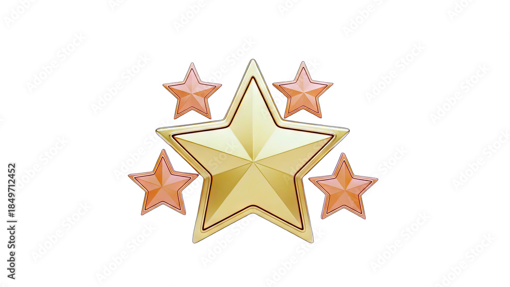 Obraz premium Golden Stars Awarded on White Background