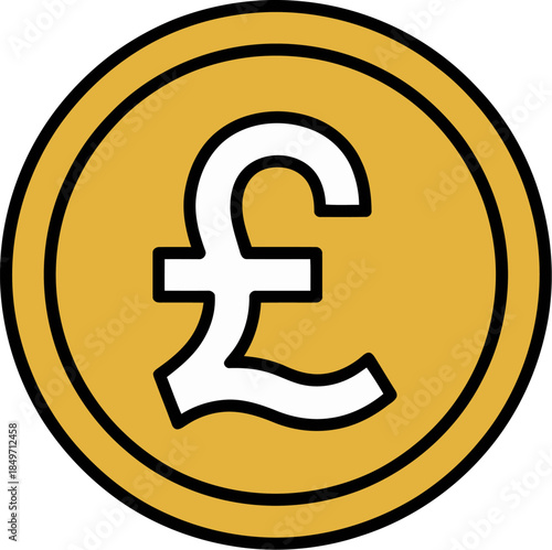 Simple british pound coin icon illustration