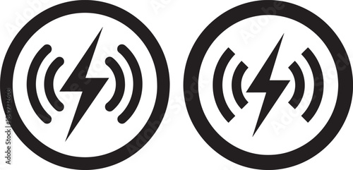 Wireless charging power transfer signal icon set outline