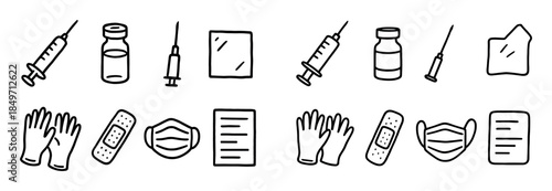 Vaccination Doodle Icons