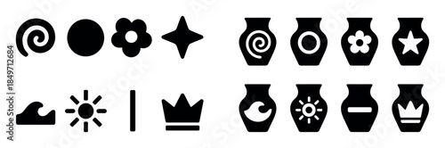 Clay Pottery Icon Grid