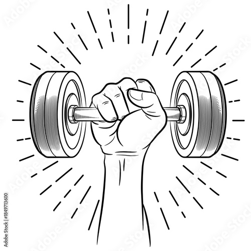 Doodle Hand Holding Dumbbell Fixed Weight