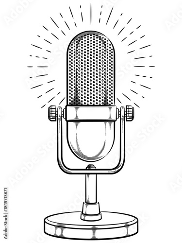Doodle Microphone Classic Radio Vintage Podcast