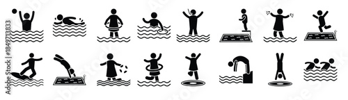 pack of swimming glyph icons