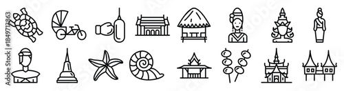 pack of thailand equipment icons 
