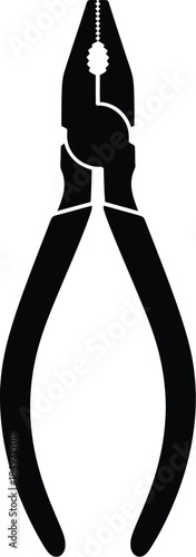 Black and white illustration of a pair of pliers, a common hand tool used for gripping and cutting