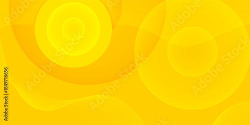 yellow abstract background with circle shapes and wavy line. vector illustration