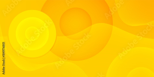 yellow abstract background with circle shapes and wavy line. vector illustration