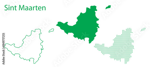 Sint Maarten Map Vector Set, Caribbean Outline Silhouette Dotted Green Shapes, Sint Maarten Territory Infographic Template, Editable EPS Sint Maarten Geography.jpg]