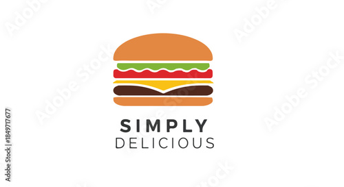 Flat Simply Burger Logo Design – Modern Fast Food and Restaurant Branding Emblem for Food Business
