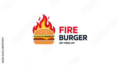Red Burger Logo Design – Modern Fast Food and Restaurant Branding Emblem for Food Business