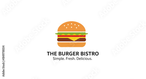 Simply Flat Burger Logo Design – Modern Fast Food and Restaurant Branding Emblem for Food Business