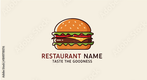 Modern Burger Logo Design – Modern Fast Food and Restaurant Branding Emblem for Food Business