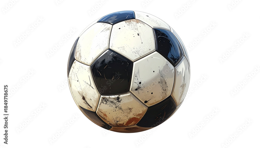 Fototapeta premium Soccer ball isolated on transparent background, clean sports hobby concept, realistic texture.
