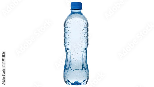 A clear plastic water bottle isolated on transparent background