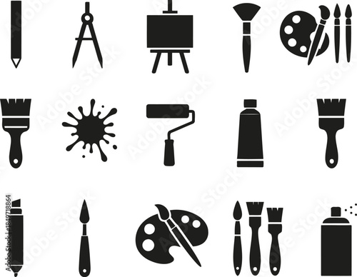 Artistic Essentials: A collection of art supplies, meticulously arranged, signifying the essence of creation, inspiration, and the tools of artistic expression.