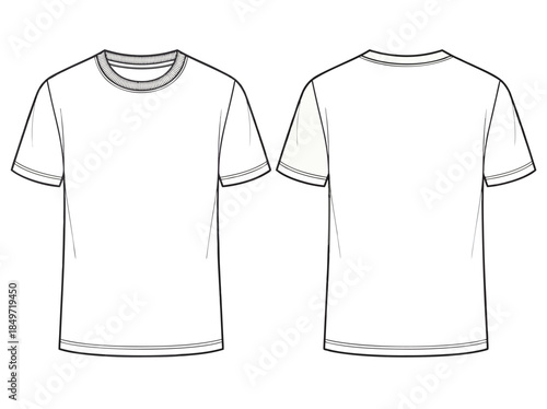 Blank white t-shirt front and back view.