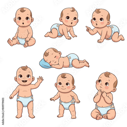 Collection of Adorable Babies in Various Poses.