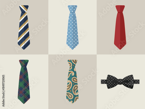 Collection of Six Neckties and One Bowtie.